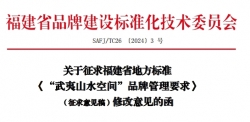 关于征求福建省地方标准《“武夷山水空间”品牌管理要求》(征求意见稿)修改意见的函